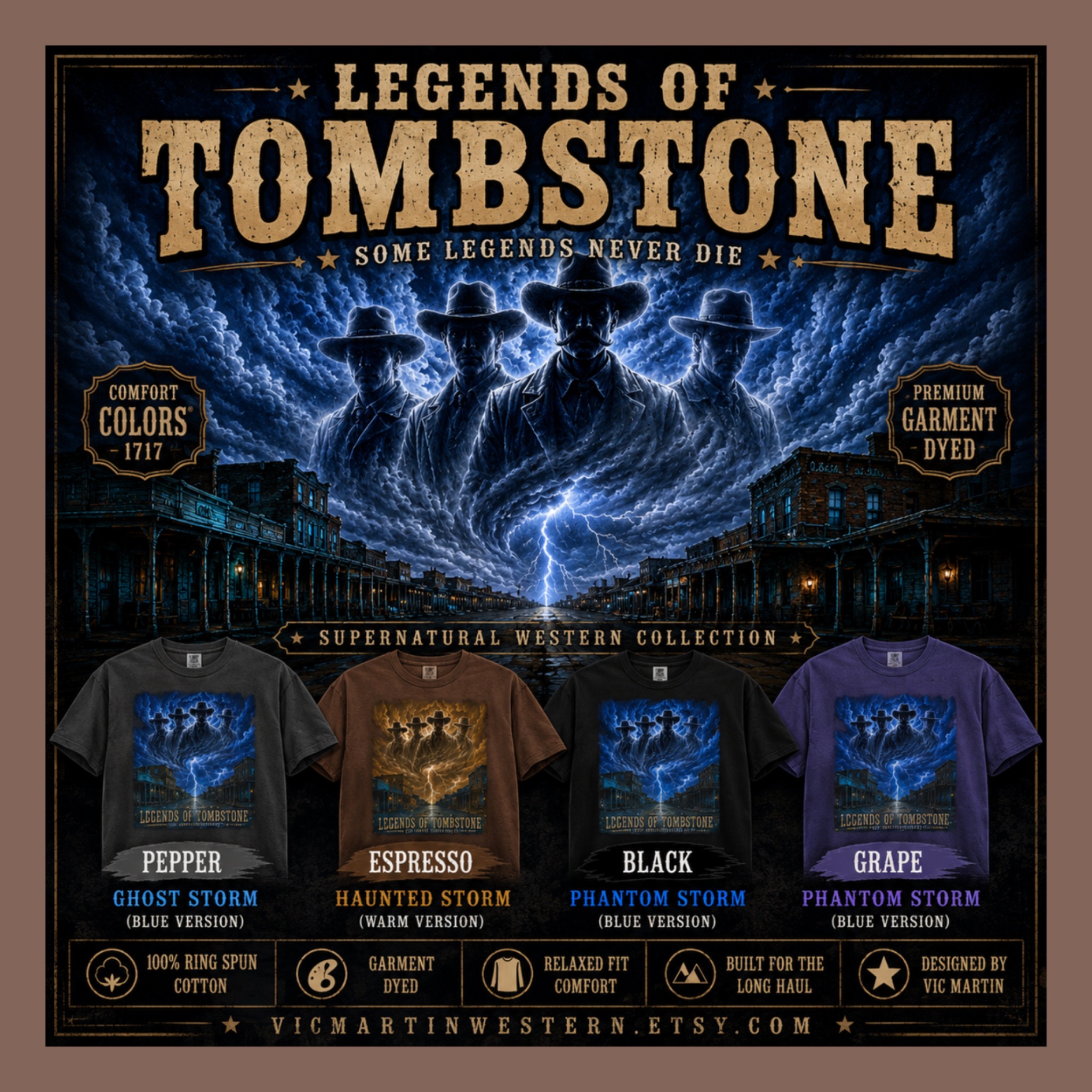 Legends of Tombstone Comfort Colors shirt scroll stopper